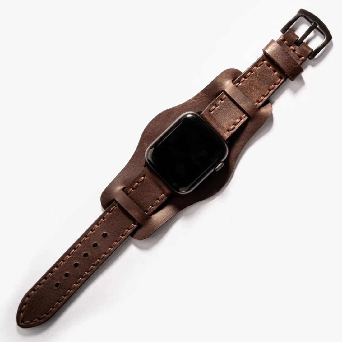 Bund Çift Katlı Deri Apple Watch Kayışı Acı Kahve deri saat kordonu