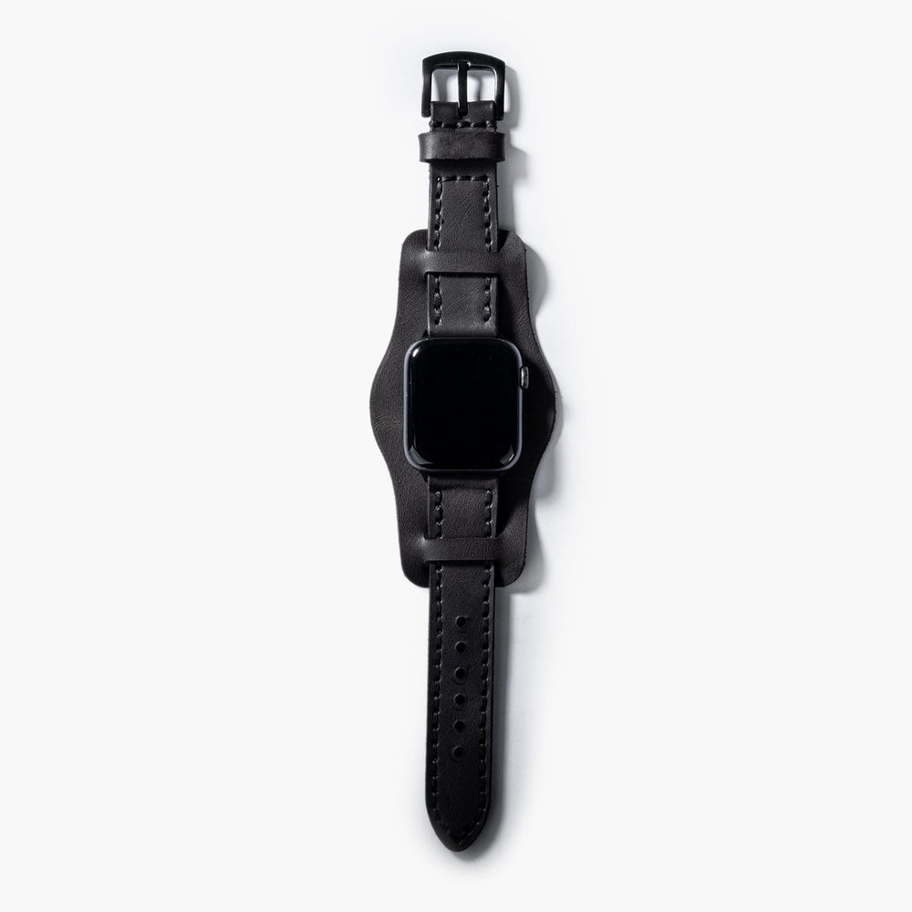 Antrasit Bund Çift Katlı Deri Apple Watch Kayışı — Bund çift kat deri kordonun dolgun yapısı