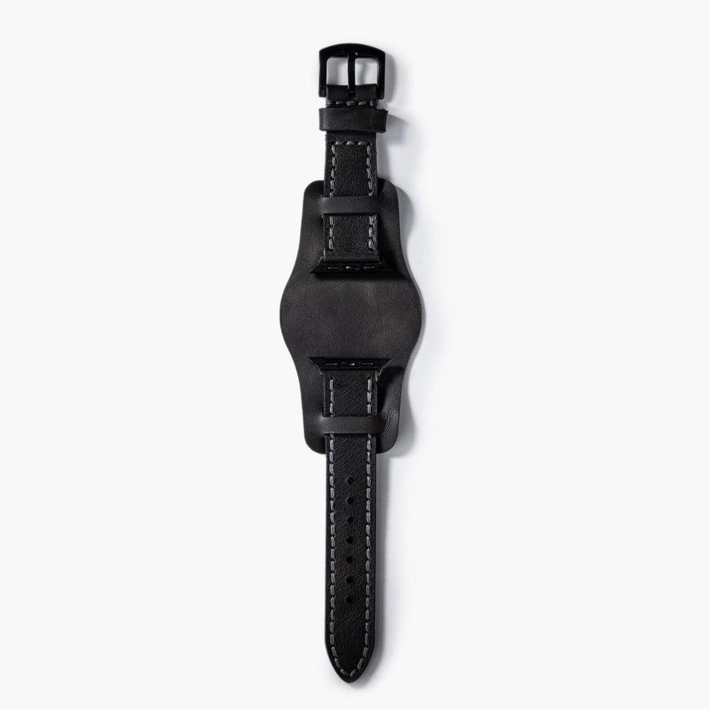 Asfalt Bund Çift Katlı Deri Apple Watch Kayışı — Apple Watch deri kayışta el dikişi detayı