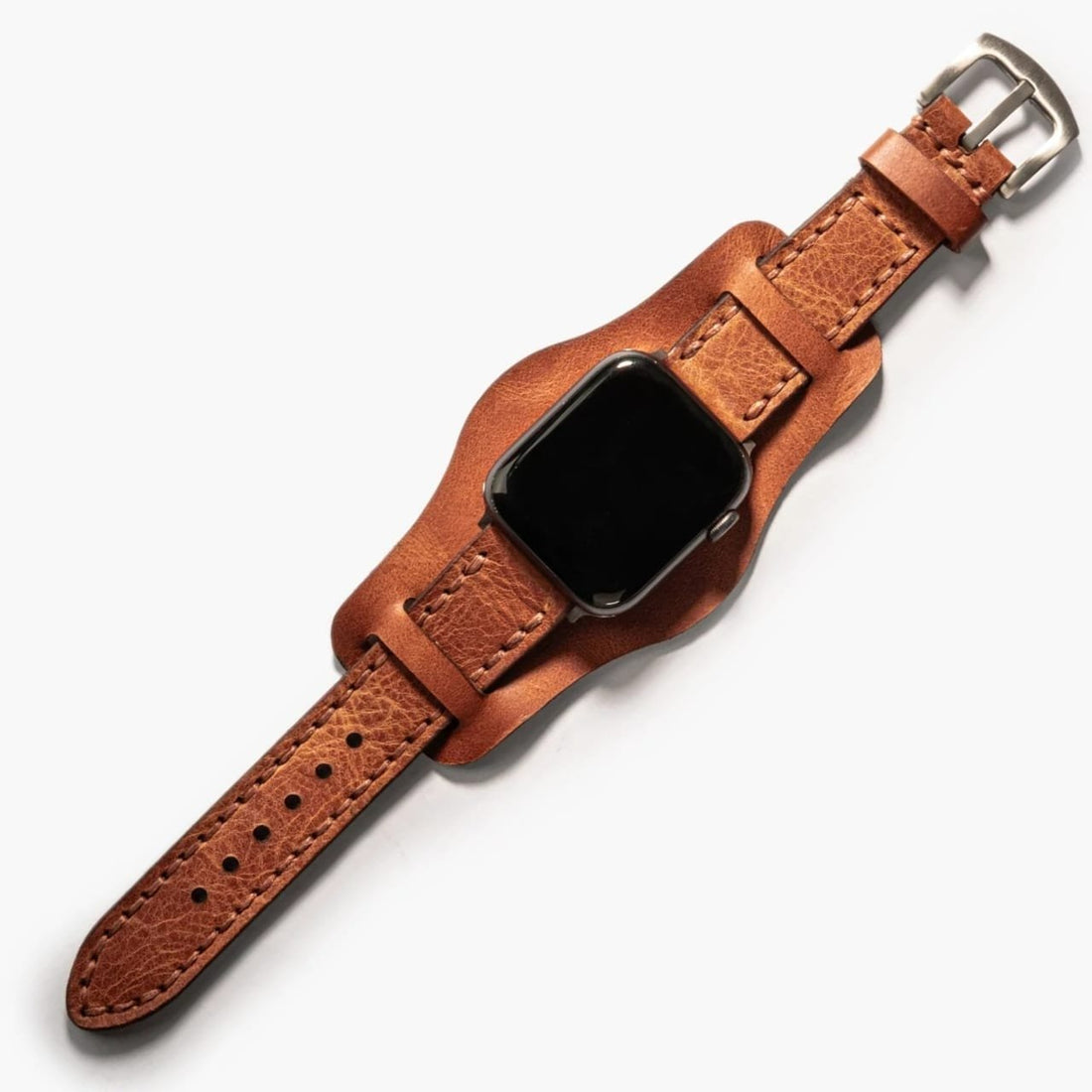 Bund Çift Katlı Deri Apple Watch Kayışı Camel deri saat kordonu