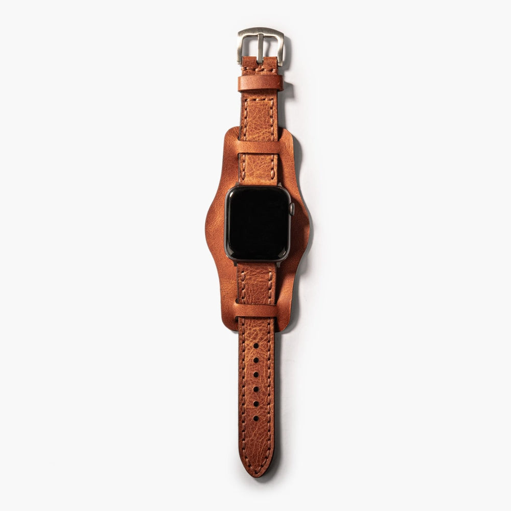 Camel Bund Çift Katlı Deri Apple Watch Kayışı — Bund çift kat deri kordonun dolgun yapısı