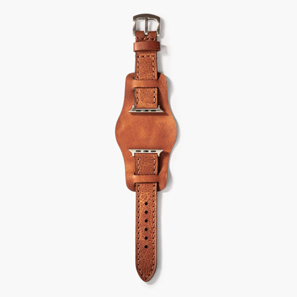 Camel Bund Çift Katlı Deri Apple Watch Kayışı — Bund çift kat deri kordonun dolgun yapısı