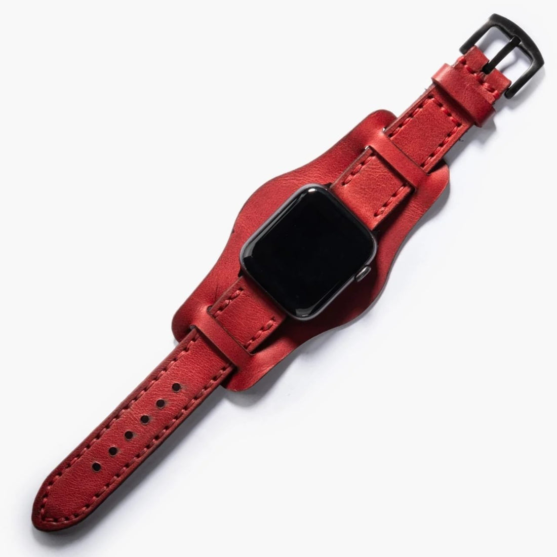 Bund Çift Katlı Deri Apple Watch Kayışı Kırmızı deri saat kordonu