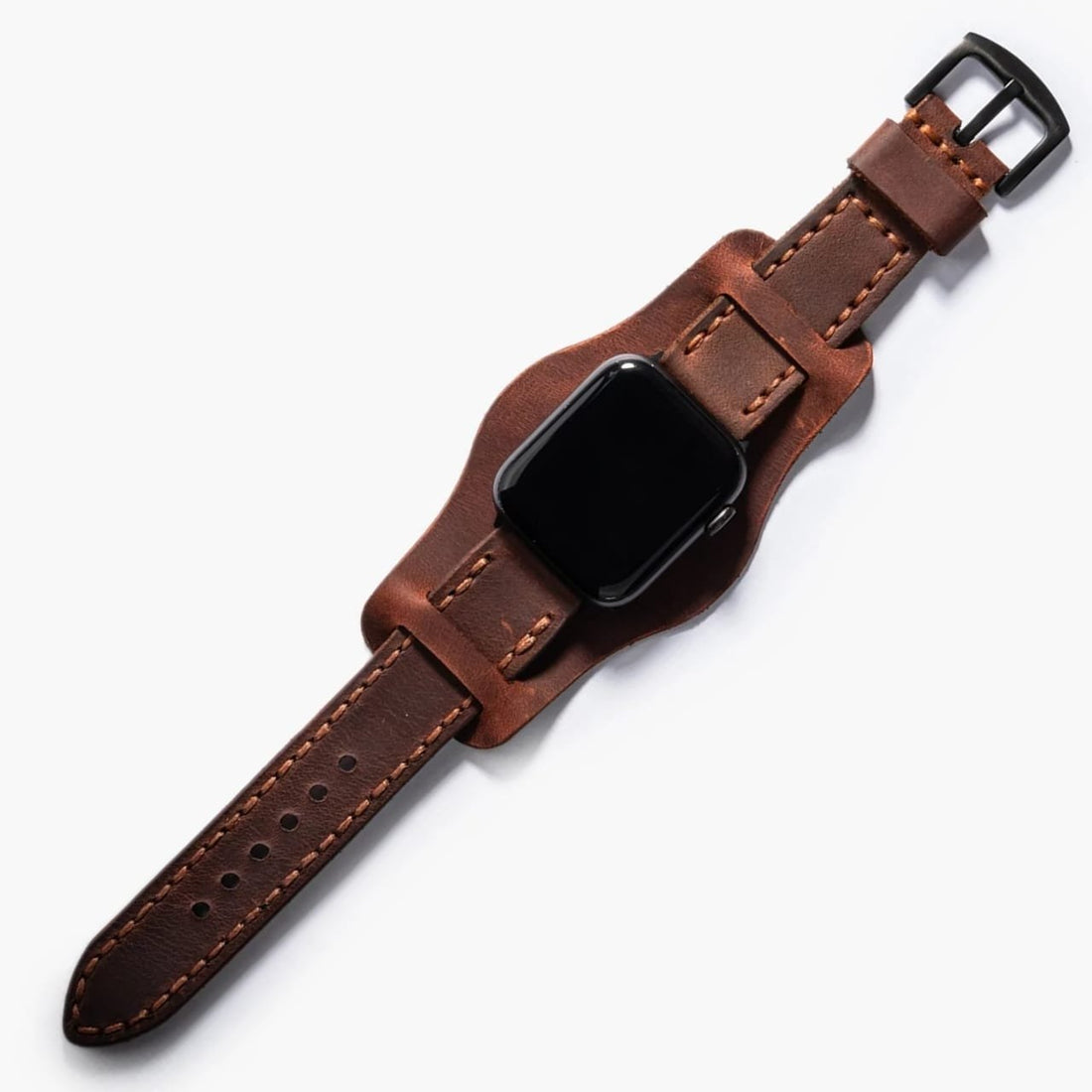 Bund Çift Katlı Deri Apple Watch Kayışı Kızıl Crazy deri saat kordonu
