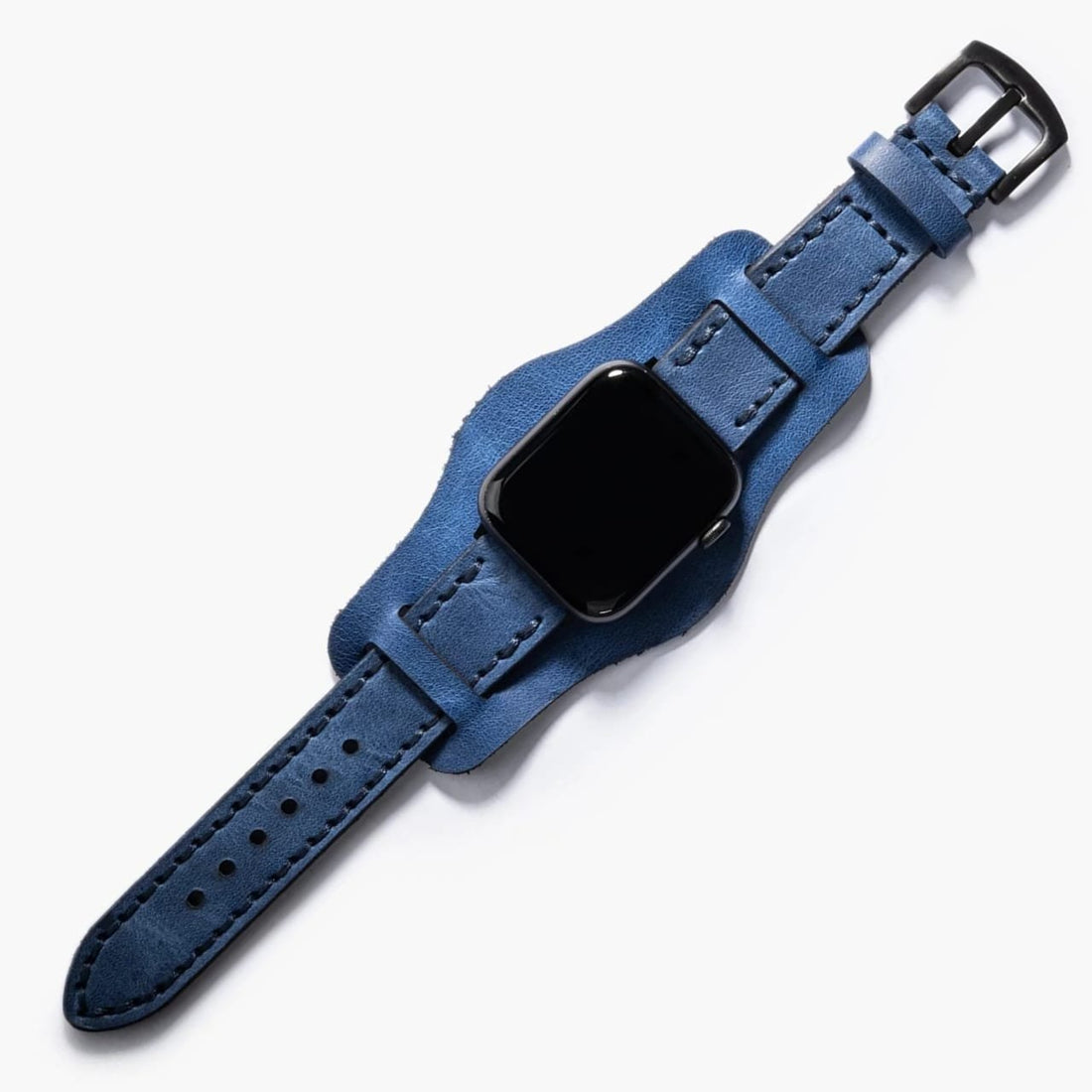 Bund Çift Katlı Deri Apple Watch Kayışı Mavi deri saat kordonu
