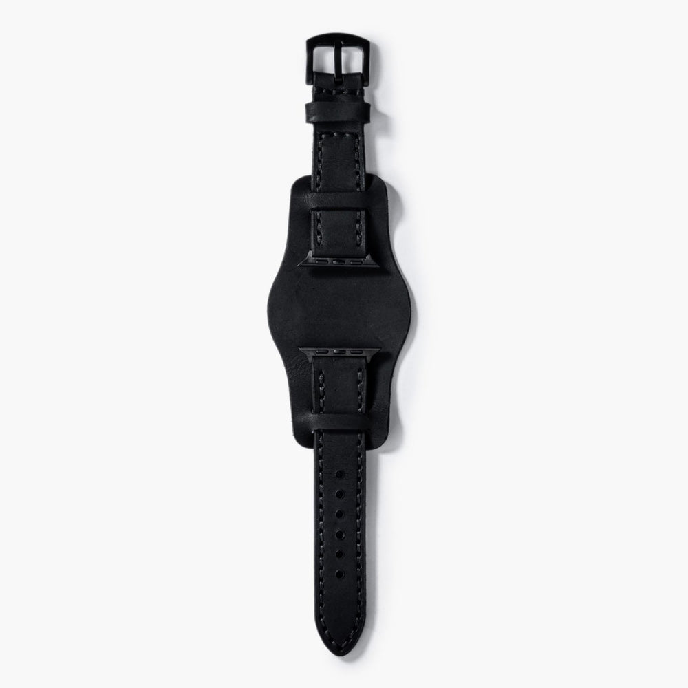 Siyah Bund Çift Katlı Deri Apple Watch Kayışı — Bund çift kat deri kordonun dolgun yapısı