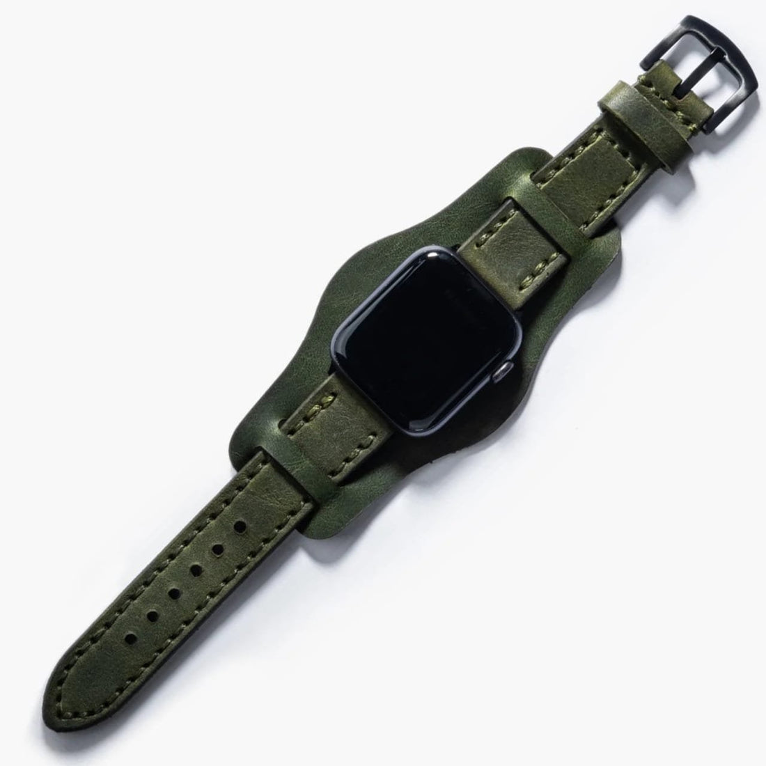 Bund Çift Katlı Deri Apple Watch Kayışı Yeşil deri saat kordonu
