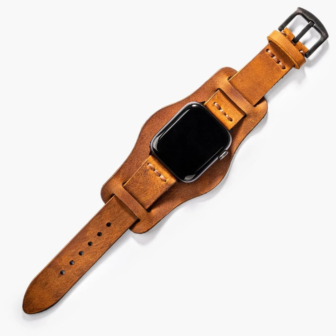 Bund Tek Katlı Deri Apple Watch Kayışı Cat deri saat kordonu