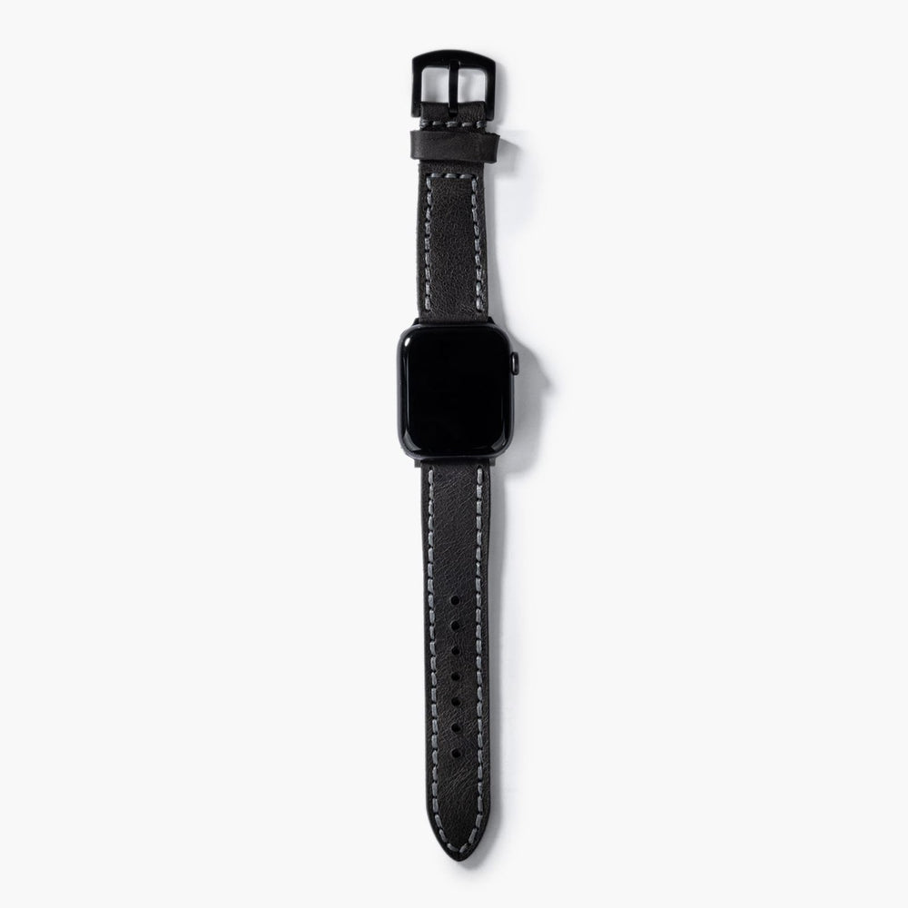 Asfalt Çift Kat Deri Apple Watch Kayışı — Apple Watch deri kayışının paslanmaz çelik tokası