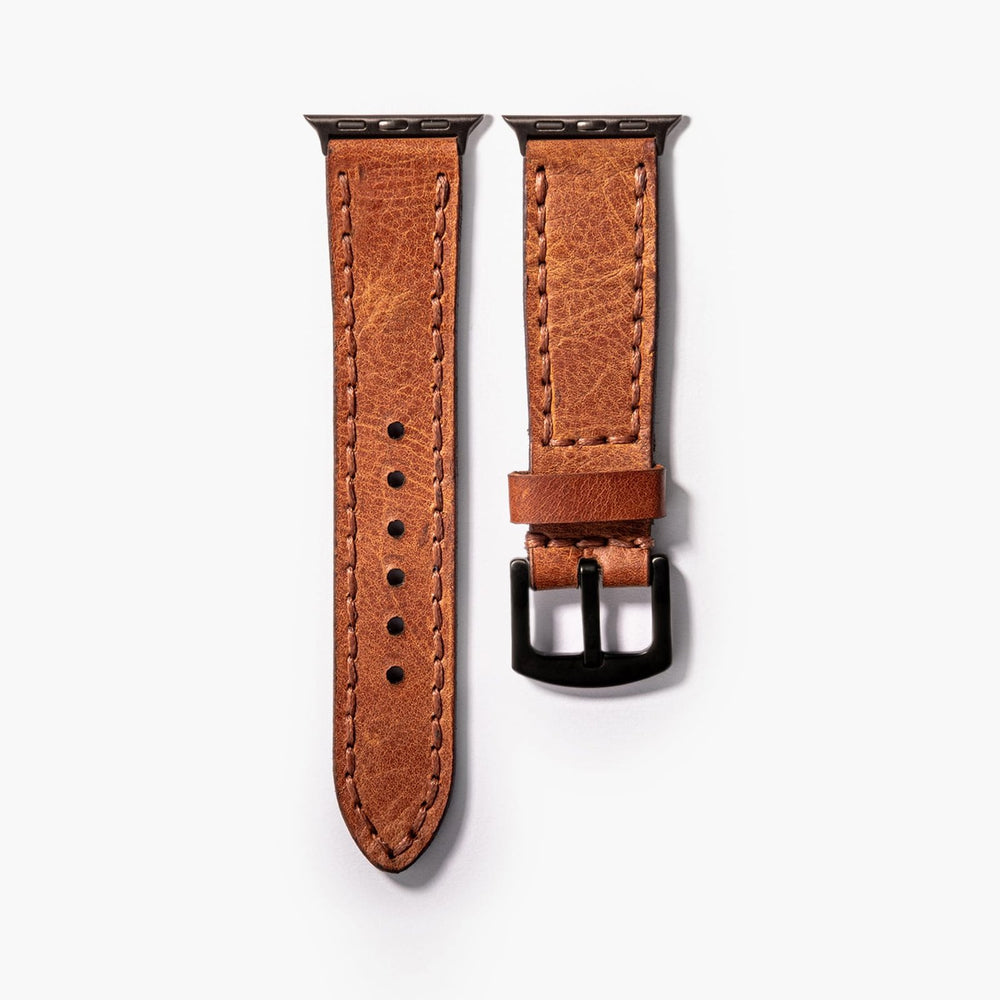 Camel Çift Kat Deri Apple Watch Kayışı — Çift kat deri Apple Watch kordonunun dolgun yapısı