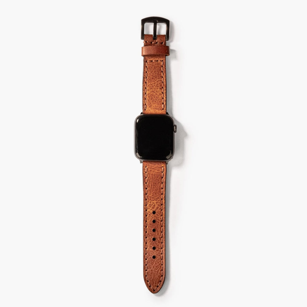 Camel Çift Kat Deri Apple Watch Kayışı — Çift kat deri Apple Watch kordonunun dolgun yapısı