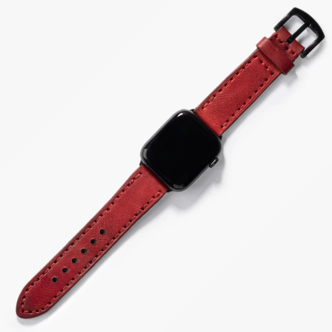 Çift Kat Deri Apple Watch Kayışı Kırmızı deri saat kordonu