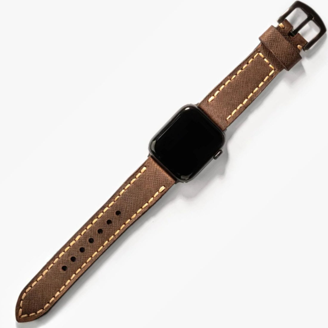 Çift Kat Deri Apple Watch Kayışı Saffiano Kahve deri saat kordonu